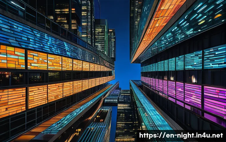 야경 속 고층빌딩 조명 변화 - **Prompt: "A breathtaking, futuristic city skyline at night, viewed from a slightly elevated angle. ...