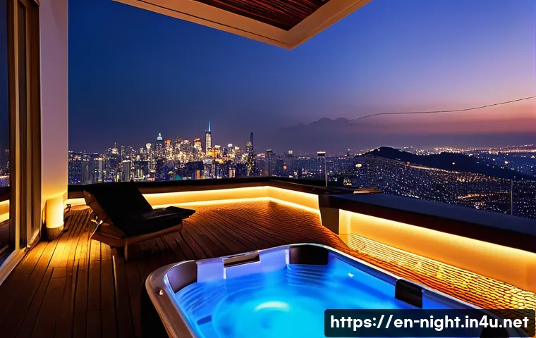 야경이 좋은 펜션 - A cozy luxury pension perched on a hillside overlooking a panoramic cityscape at night, featuring a ...